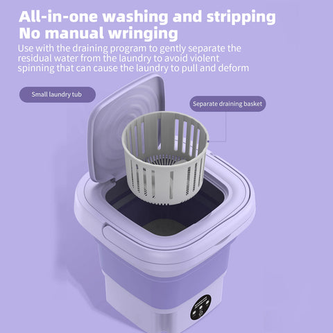 8L Portable Telescopic Folding Washing Machine,3 Modes of Deep Cleaning, Small Household Dormitory Underwear Washing Machine