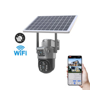 4MP 4G Wireless PTZ Solar Camera Dual Lens Dual Screen Outdoor IP Camera Solar Panel Audio PIR Security Surveillance Camera