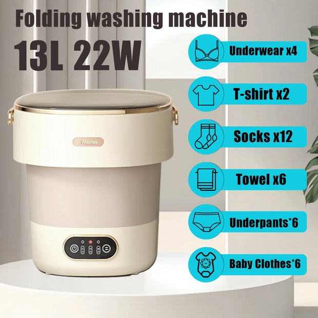 13L Portable Folk Washing Machine with Spin Dryer for sstocks Underwear Panties Washing Home wide Capacity Washing Machine