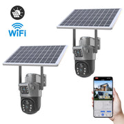 4MP 4G Wireless PTZ Solar Camera Dual Lens Dual Screen Outdoor IP Camera Solar Panel Audio PIR Security Surveillance Camera