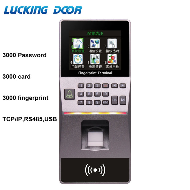 Biometric Fingerprint Access Control Reader 125Khz RFID Keypad Time Attendance System with Password Free Software TCP/IP USB