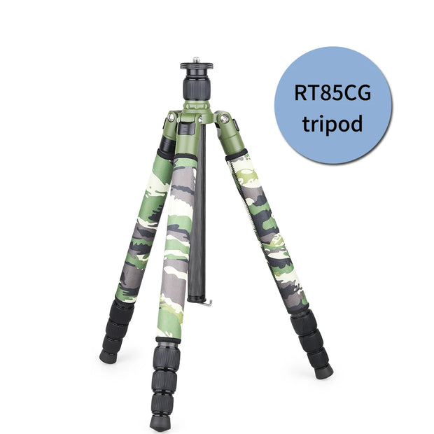 RT75CG/85CG Camouflage Carbon Fiber Tripod Monopod for DSLR Camera and Professional Video Camcorder with Low Profile Ball Head