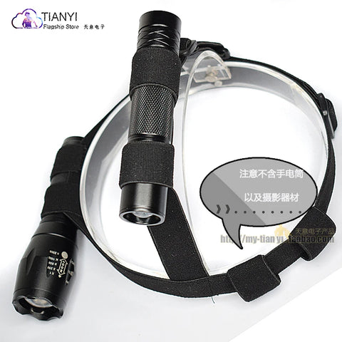 Black Head Strap Mount Headband Holder Fixed Strap For 18650 battery flashlight diameter 20-25mm LED Headlight Camp Tool