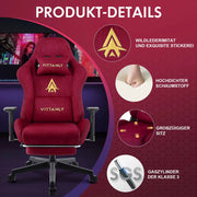 Kitinjoy Gaming Chair Computer Office Chair with Footrest Support Height Adjustable Game Chair with 360°Swivel Seat and Headrest