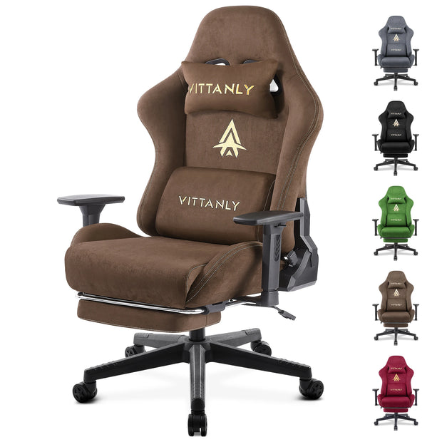 Gaming Chair Luxurious Breathable Office Chair Faux Suede Game Chair Ergonomic Gamer Chair With Footrest Headrest Lumbar Cushio