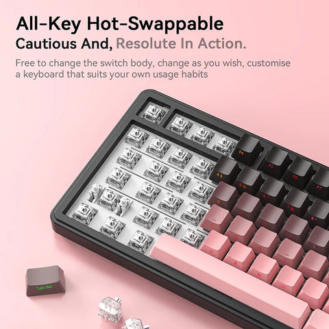 Attack Shark X85 Mechanical Keyboard RGB 3 Mode Wireless Bluetooth Hot-Swappable Sideway Keycaps Gaming Backlight Aluminum Knob