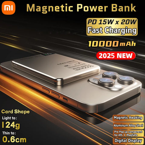 Xiaomi Super Thin Magnetic Power Bank 20W Fast Charging PowerBank Portable External Battery For MagSafe IOS Android 2025 New