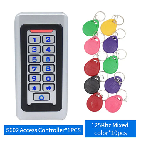 Outdoor RFID Access Controller Zinc Metal Keypad Card Reader IP67 Waterproof 125KHz 10pcs Keyfob for Door Access Control System