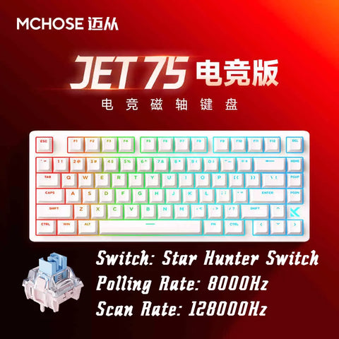 MCHOSE JET75 Customized 8K Magnetic Switch Gaming Keyboard Real 0.01MM Rapid Trigger E-Sport 128000HZ Scan Rate Dynamic RGB PC