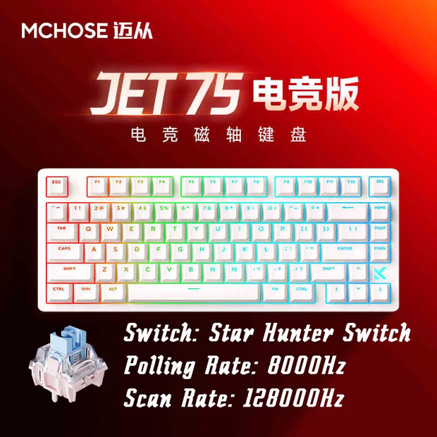 MCHOSE JET75 Customized 8K Magnetic Switch Gaming Keyboard Real 0.01MM Rapid Trigger E-Sport 128000HZ Scan Rate Dynamic RGB PC