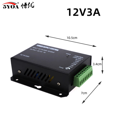 Access Control Power Supplier Transformer DC 12V 3A Door system Switch AC 110~240V Delay time max 15s High Quality Control