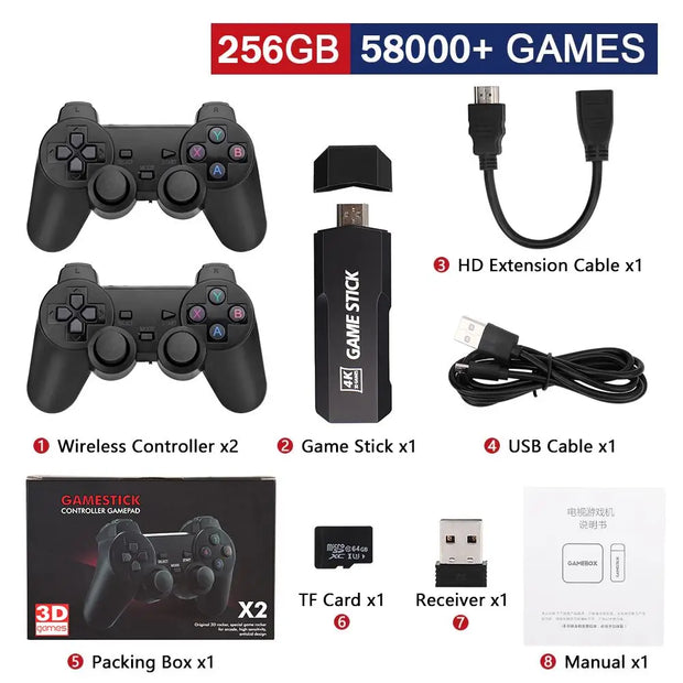 GD10 Retro Video Game Console 4K HD Output Game Stick Emuelec 4.3 System 2.4G Wireless Controllers 3D PSP/PS1 40Simulators Games