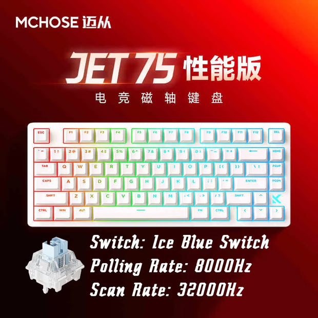 MCHOSE JET75 Customized 8K Magnetic Switch Gaming Keyboard Real 0.01MM Rapid Trigger E-Sport 128000HZ Scan Rate Dynamic RGB PC