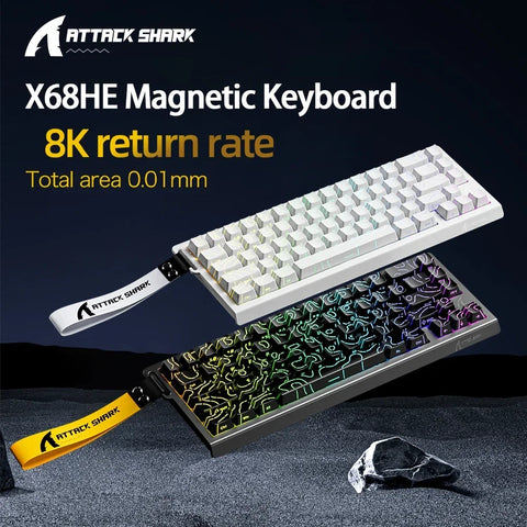 ATTACK SHARK X68HE Gaming Magnetic Keyboard Mechanical Wired 0.01mm Rapid Trigg 8K Hz SOCD/Rs 0.125ms 128K Sampling Rate