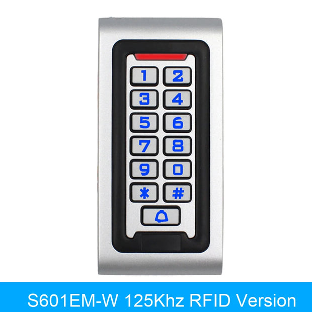 Standalone Metal Keypad Backlit WG RFID 125khz Reader for Access Control System Proximity Card 2000 User Door Lock Outdoor Entry