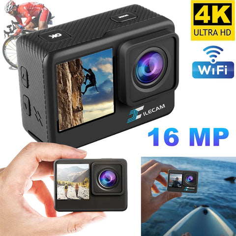 4K UHD 2.0 Inch IPS Screen Video Camera Anti-Shake Bicycle Video Recording Camera 1080P 30FPS Dual Screen Display 120 Wide Angle