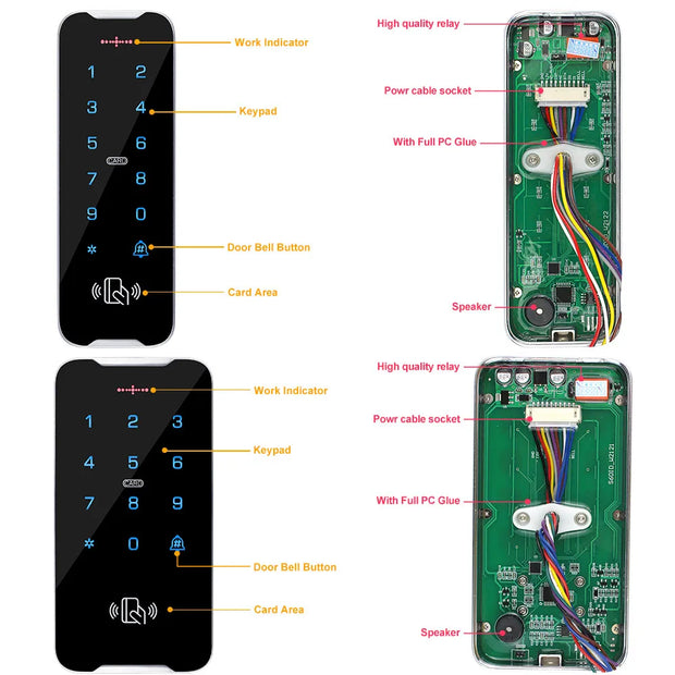 YiToo IP68 Fully Waterproof RFID Access Control Keypad Metal Shell RFID Controller Touch Screen Door Lock Card Reader Outdoor