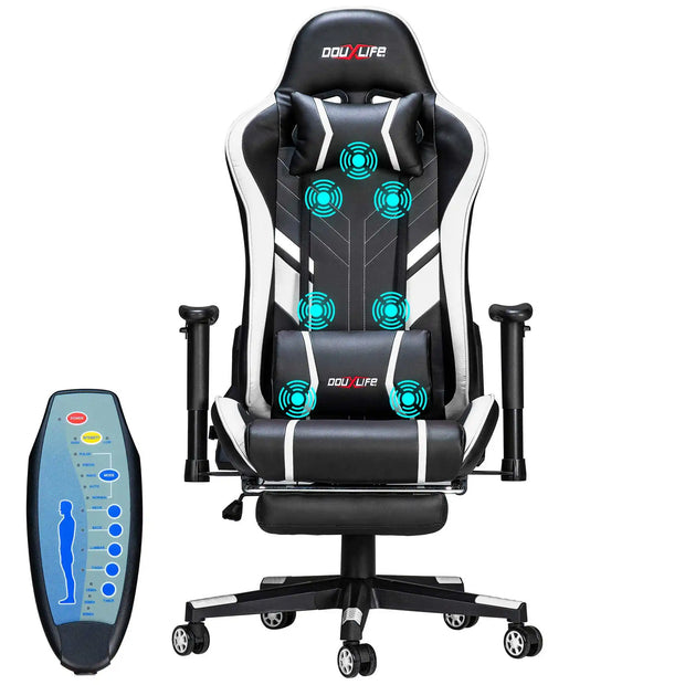 Gaming Chair Massage Ergonomic New Customized PU Massage Computer Office Chairs High Back Design Lumbar Relax Seat