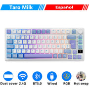 M75 RK ROYAL KLUDGE 2.4G Wireless/Bluetooth/USB-C Mechanical Keyboard 81Keys RGB Hot-Swappable Gasket Gamer Keyboard with Screen