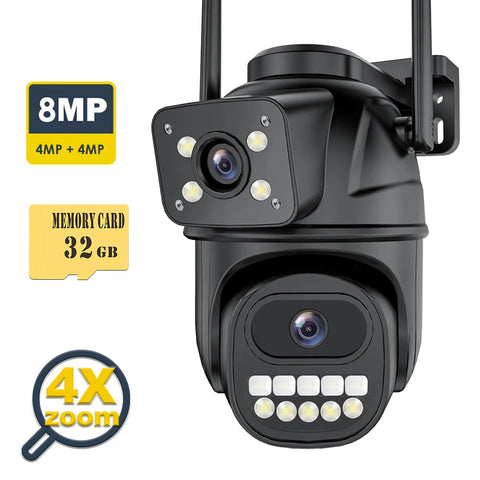 12MP 6K Outdoor WIFI Camera Zoom Three Lens Dual Screens PTZ Video Cameras Auto Tracking Home Security CCTV 8MP Surveillance Cam