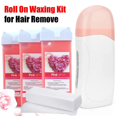 Unisex Roller Wax Roll on Depilatory Wax Cream Hair Removal Wax Heater Equipment Tool Heater Waxing Hot Cartridge Waxing Kit