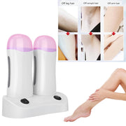 Double Cartridge Wax Depilatory Roller Warmer Heater Waxing Body Hair Removal Machine EU Plug 220V