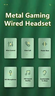 Gamer Wired Headphones Gaming Wired Earphone Metal HiFi Bass Stereo 3.5mm Earphone Earbud For Phone Computer Mic L Jack Magnetic