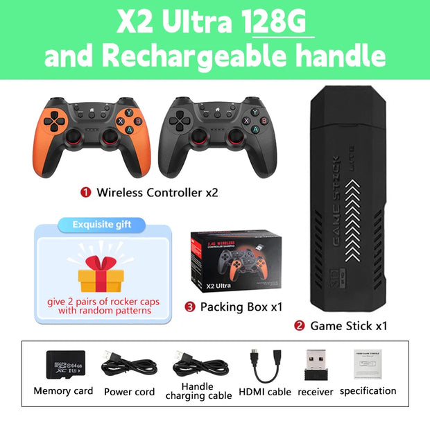 X2 Ultra X2 Plus GD10 Pro 4K Game Stick 3D HD Retro Video Game Console Wireless Controller TV 50 Emulator For PS1/N64/DC  Gift