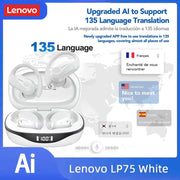 Lenovo LP75 Language Translation Earphones HD Call Noise Cancelling Headphones for Learning Travel Real Time Translator Earbuds