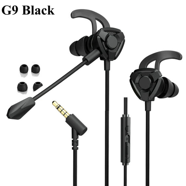 OLAF 3.5mm Wired Headphones Gaming Headset Bass Stereo Gamer Earphones Noise Cancelling Earbuds With Dual Mic In-ear Handfree