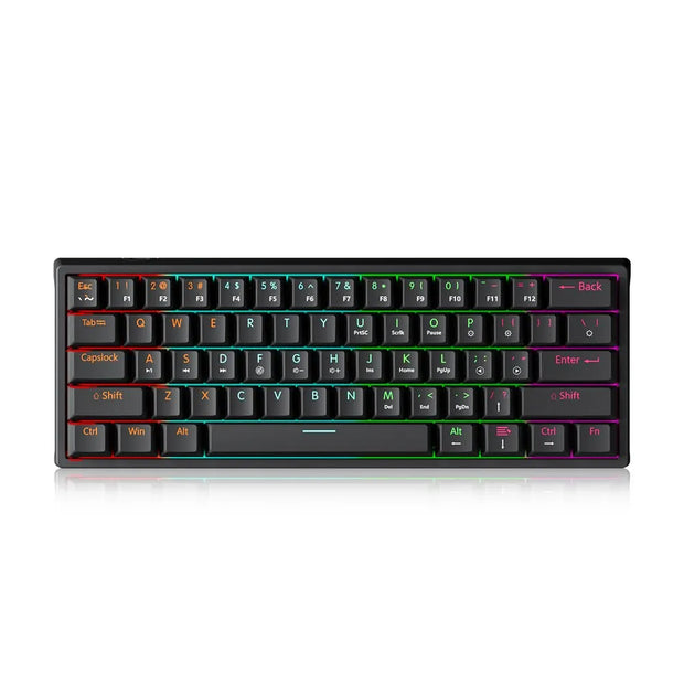 MUCAI MK61 USB Gaming Mechanical Keyboard 61 Keys Red Switch Wired Detachable Cable RGB Backlit Hot Swappable