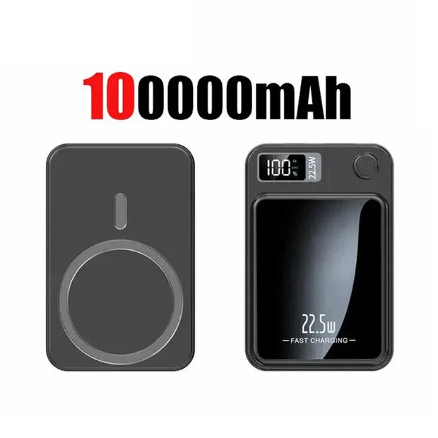 100000mAh Wireless Magnetic Power Bank 22.W Fast Charging Portable External Battery PowerBank Adapter For iPhone Huawei Samsung