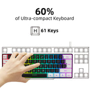 HXSJ V700BW+A869 USB Computer Keyboard and Mouse Kit with 61-key Wired RGB Backlight + Wired Gaming Mouse Colorful LED Lighting