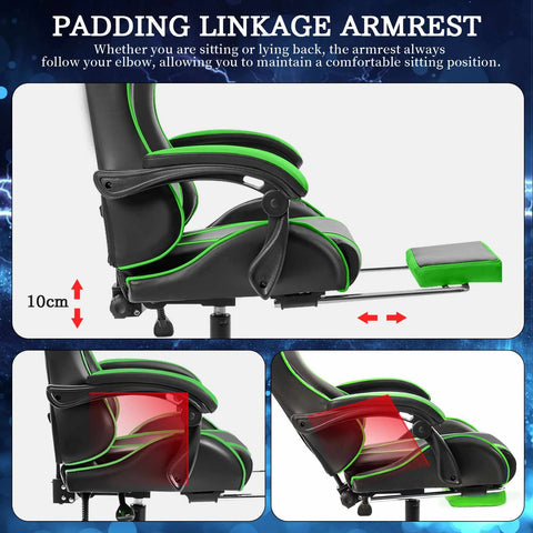 Massage Gaming Chair Racing Computer Desk Chairs Ergonomic Massage Lumbar Support High Back Adjustable Swivel Task Chair