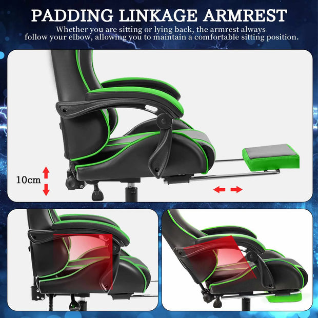 Massage Gaming Chair Racing Computer Desk Chairs Ergonomic Massage Lumbar Support High Back Adjustable Swivel Task Chair