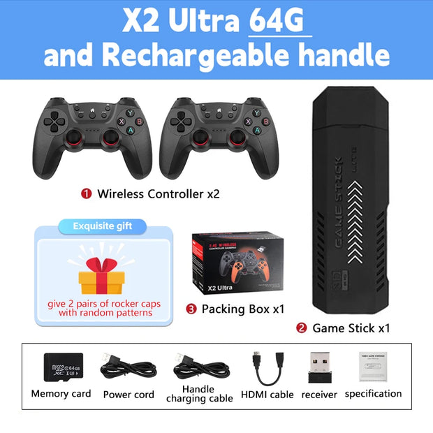 X2 Ultra X2 Plus GD10 Pro 4K Game Stick 3D HD Retro Video Game Console Wireless Controller TV 50 Emulator For PS1/N64/DC  Gift