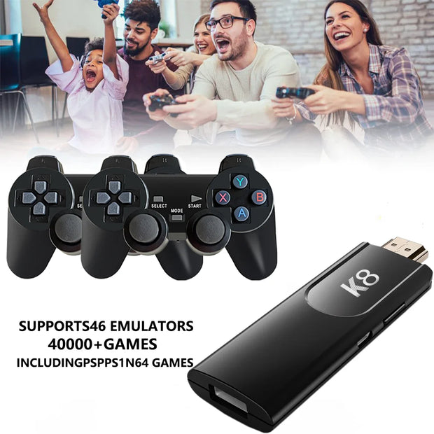 New K8 64GB 40000+ Game Stick 4K Game Player 3D HD Retro Video Game Console Wireless Controller TV 40+ Emulator For Kids Gifts