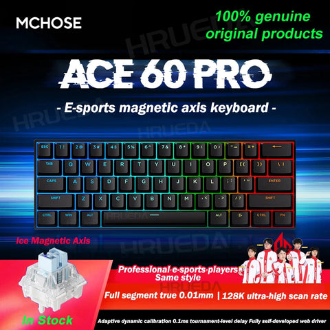 MCHOSE Ace 60 Pro 68 Magnetic Axis Mechanical Keyboard Original 0.01ms Latency RT 0.01mm 128K Gaming Keyboard Customized Esports