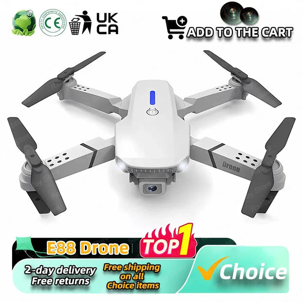 Newest  E88 Pro WIFI FPV Drone Wide Angle HD 4K 1080P Camera Height Hold RC Foldable Quadcopter Dron Helicopter Toys Gift