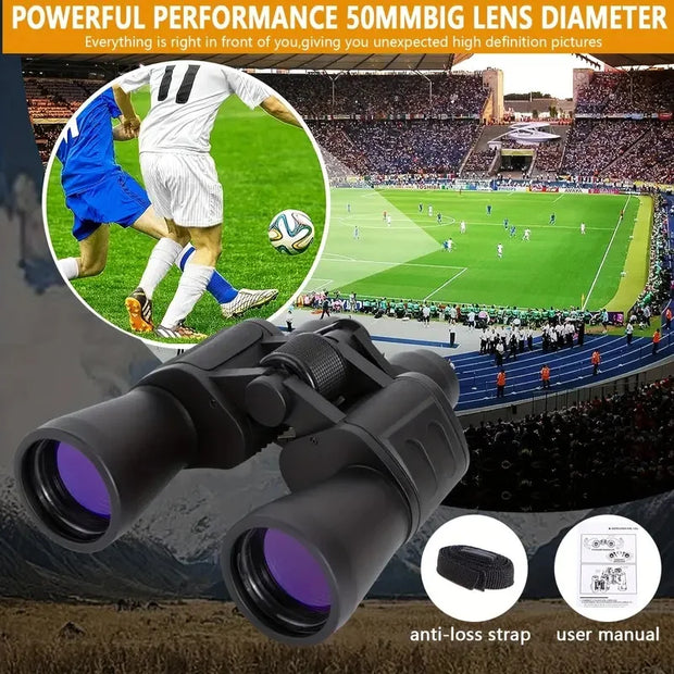 Military 20x50 Powerful Long Range Binoculars Zoom HD BAK4-Prism High Magnification Professional Telescope for Hunting Tourism