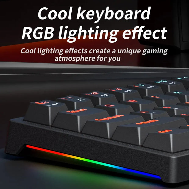 MUCAI MK61 USB Gaming Mechanical Keyboard 61 Keys Red Switch Wired Detachable Cable RGB Backlit Hot Swappable