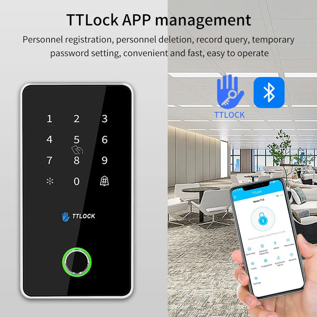 TTLOCK App Smart Lock Access Control Keypad Metal Reader Outdoor Fingerprint NFC Bluetooth Rfid Passcode Card Ip67 Waterproof