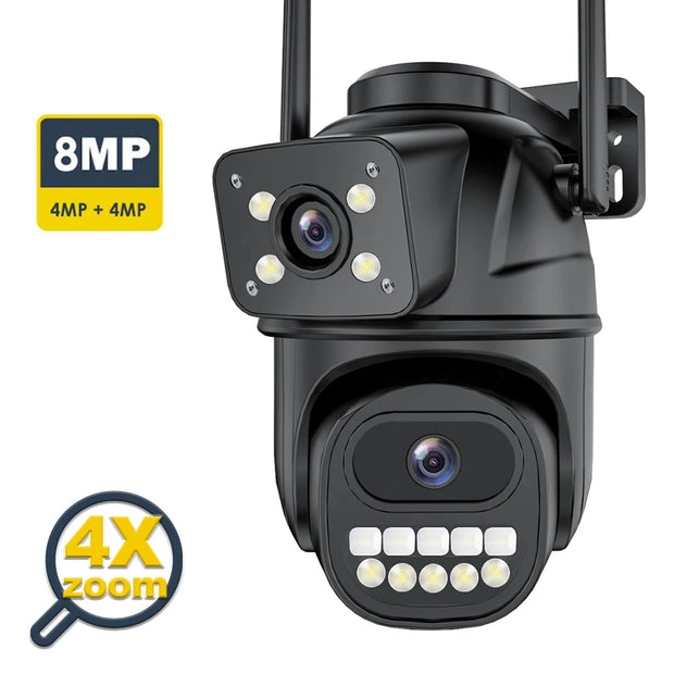 12MP 6K Outdoor WIFI Camera Zoom Three Lens Dual Screens PTZ Video Cameras Auto Tracking Home Security CCTV 8MP Surveillance Cam