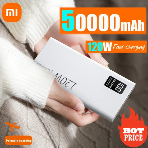 Xiaomi 120W High Capacity Power Bank 50000mAh Fast Charging Powerbank Portable Battery Charger For Android Samsung Huawei NEW