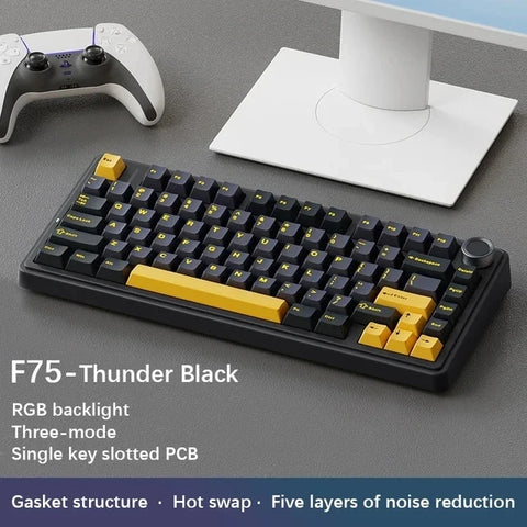 AULA F75 2.4G Wireless/Bluetooth/Wired Gaming Mechanical Keyboard RGB Customized 75% Layout OEM Profile Gasket Structure