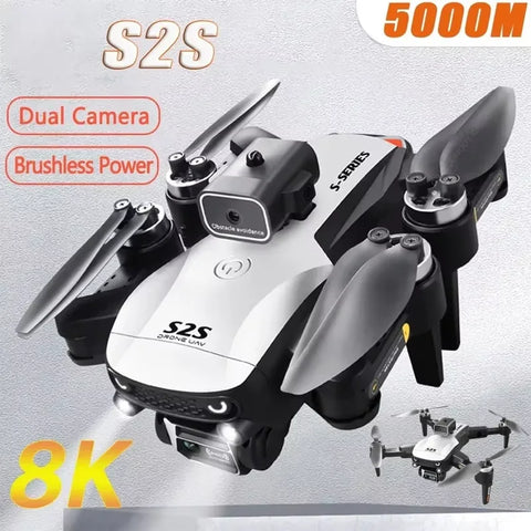 S2S Drone 8K Professional Aerial Photography HD Dual Camera Brushless Motor Obstacle Avoidance Foldable Quadcopter Childrens Toy