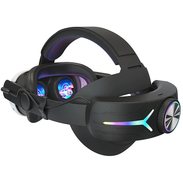 RGB Adjustable VR Head Band with 8000mAh Rechargeable Battery LED Backlight for Meta Quest 3 Headset Replacement Comfort Strap