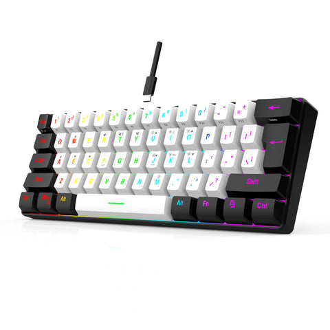 60% wired gaming keyboard, RGB backlight ultra compact mini keyboard, waterproof small compact 61 key keyboard for pc/Mac gamers