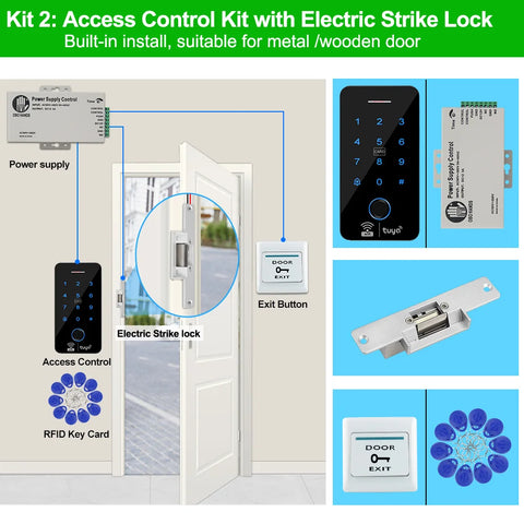 Wifi Bluetooth Tuya APP Outdoor Access Control System Kits Waterproof RFID Fingerprint Keypad Door Electric Magnetic Strike Lock