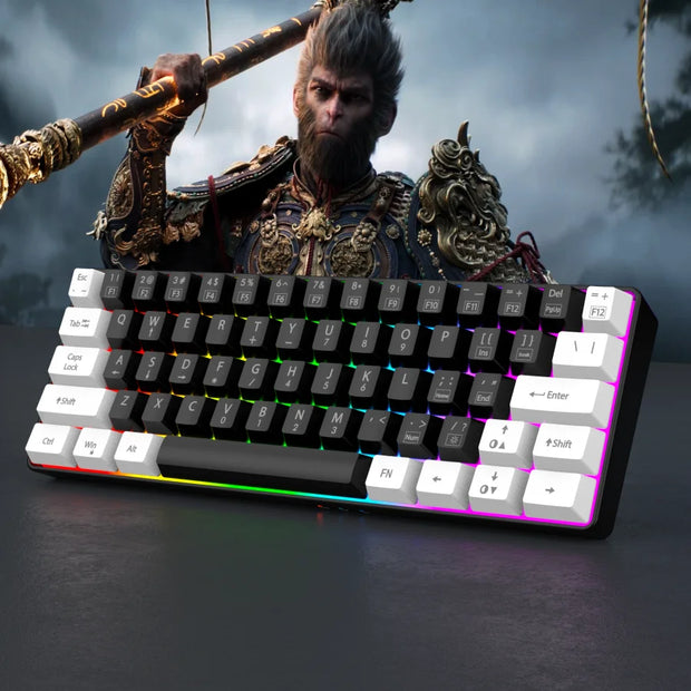 60% wired gaming keyboard, RGB backlight ultra compact mini keyboard, waterproof small compact 61 key keyboard for pc/Mac gamers